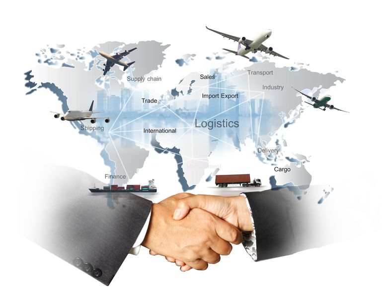 Freight forwarders shaking hands after transacting a business