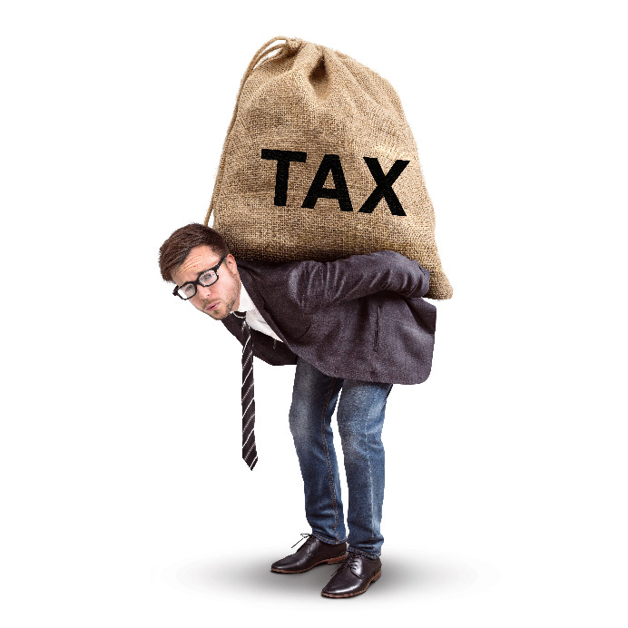 Picture showing a trader over burdened with tax, good accounting is key to a forwarding business.